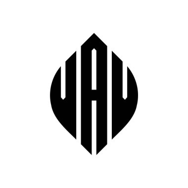 Çember ve elips şekilli VAV daire harf logosu tasarımı. Tipografik biçimli VAV elips harfleri. Üç baş harf daire şeklinde bir logo oluşturuyor. VAV Çember Amblemi Soyut Monogram Harf İşaretleyici Vektörü.