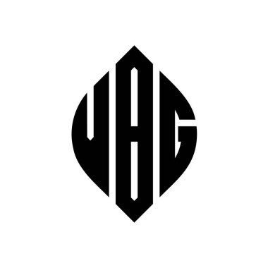 Dairesel ve elips şekilli VBG daire harf logosu tasarımı. Tipografik biçimli VBG elips harfleri. Üç baş harf daire şeklinde bir logo oluşturuyor. VBG Çember Amblemi Soyut Monogram Harf İşaretleyici Vektörü.
