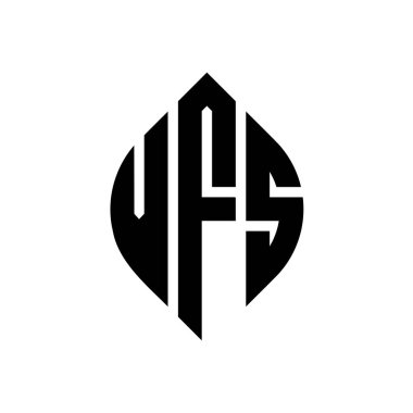 Çember ve elips şekilli VFS daire harf logosu tasarımı. Tipografik biçimli VFS elips harfleri. Üç baş harf daire şeklinde bir logo oluşturuyor. VFS Çember Amblemi Soyut Monogram Harf İşaretleyici Vektörü.