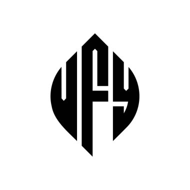 Çember ve elips şekilli VFY daire harf logosu tasarımı. Tipografik biçimli VFY elips harfleri. Üç baş harf daire şeklinde bir logo oluşturuyor. VFY Çember Amblemi Soyut Monogram Harf İşaretleyici Vektörü.