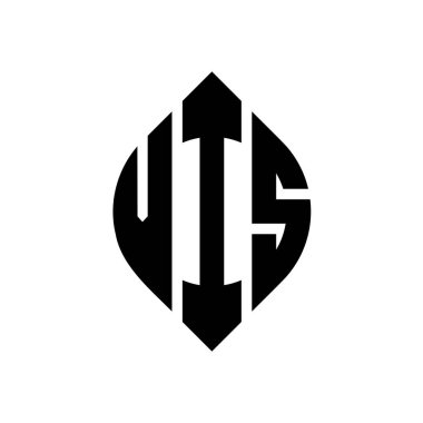 Çember ve elips şekilli VIS daire harf logosu tasarımı. Tipografik şekilli VIS elips harfleri. Üç baş harf daire şeklinde bir logo oluşturuyor. VIS Çemberi Amblemi Soyut Monogram Harf İşaretleme Vektörü.