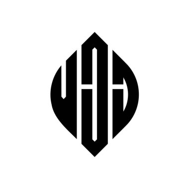 Dairesel ve elips şekilli VJJ daire harf logosu tasarımı. Tipografik tarzda VJJ elips harfleri. Üç baş harf daire şeklinde bir logo oluşturuyor. VJJ Çember Amblemi Soyut Monogram Harf İşaretleyici Vektörü.