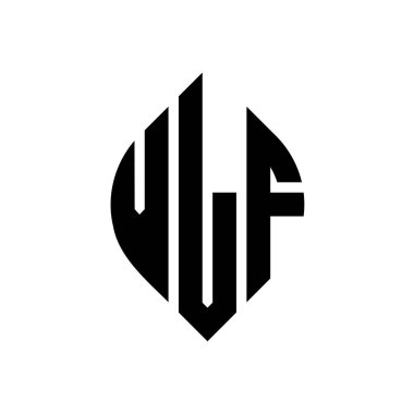 Çember ve elips şekilli VLF daire harf logosu tasarımı. Tipografik biçimli VLF elips harfleri. Üç baş harf daire şeklinde bir logo oluşturuyor. VLF Çember Amblemi Soyut Monogram Harf İşaretleyici Vektörü.