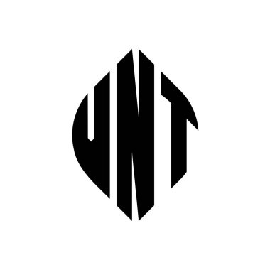 Çember ve elips şekilli VNT daire harf logosu tasarımı. Tipografik biçimli VNT elips harfleri. Üç baş harf daire şeklinde bir logo oluşturuyor. VNT Çember Amblemi Soyut Monogram Harf İşaretleyici Vektörü.