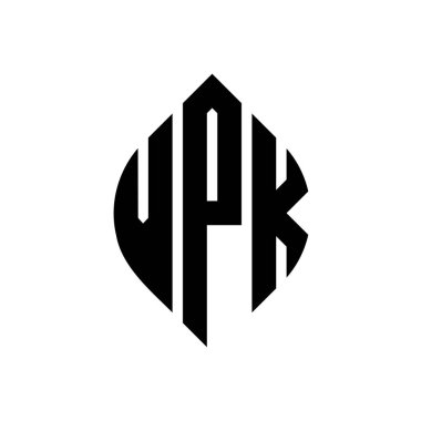 Çember ve elips şekilli VPK daire harf logosu tasarımı. Tipografik biçimli VPK elips harfleri. Üç baş harf daire şeklinde bir logo oluşturuyor. VPK Çember Amblemi Soyut Monogram Harf İşaretleyici Vektörü.