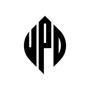 Çember ve elips şekilli VPO daire harf logosu tasarımı. Tipografik tarzda VPO elips harfleri. Üç baş harf daire şeklinde bir logo oluşturuyor. VPO Çemberi Amblemi Soyut Monogram Harf İşaretleyici Vektörü.