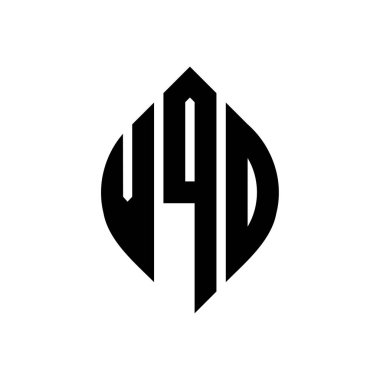 Çember ve elips şekilli VQD daire harf logosu tasarımı. Tipografik biçimli VQD elips harfleri. Üç baş harf daire şeklinde bir logo oluşturuyor. VQD Çember Amblemi Soyut Monogram Harf İşaretleyici Vektörü.