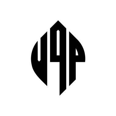 Çember ve elips şekilli VQP daire harf logosu tasarımı. Tipografik biçimli VQP elips harfleri. Üç baş harf daire şeklinde bir logo oluşturuyor. VQP Çember Amblemi Soyut Monogram Harf İşaretleyici Vektörü.