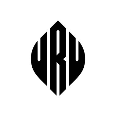 Dairesel ve elips şekilli VRV daire harf logosu tasarımı. Tipografik biçimli VRV elips harfleri. Üç baş harf daire şeklinde bir logo oluşturuyor. VRV Çember Amblemi Soyut Monogram Harf İşaretleyici Vektörü.