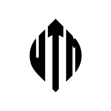 Çember ve elips şekilli VTM daire harf logosu tasarımı. Tipografik biçimli VTM elips harfleri. Üç baş harf daire şeklinde bir logo oluşturuyor. VTM Çember Amblemi Soyut Monogram Harf İşaretleyici Vektörü.