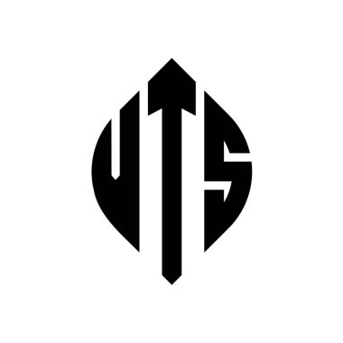 Çember ve elips şekilli VTS daire harf logosu tasarımı. Tipografik biçimli VTS elips harfleri. Üç baş harf daire şeklinde bir logo oluşturuyor. VTS Çember Amblemi Soyut Monogram Harf İşaretleyici Vektörü.