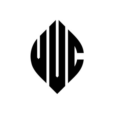 Çember ve elips şekilli VVC daire harf logosu tasarımı. Tipografik biçimli VVC elips harfleri. Üç baş harf daire şeklinde bir logo oluşturuyor. VVC Çember Amblemi Soyut Monogram Harf İşaretleyici Vektörü.