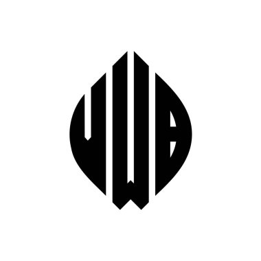 Çember ve elips şekilli VWB daire harf logosu tasarımı. Tipografik biçimli VWB elips harfleri. Üç baş harf daire şeklinde bir logo oluşturuyor. VWB Çember Amblemi Soyut Monogram Harf İşaretleyici Vektörü.