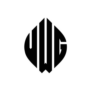 Çember ve elips şekilli VWG daire harf logosu tasarımı. Tipografik biçimli VWG elips harfleri. Üç baş harf daire şeklinde bir logo oluşturuyor. VWG Çember Amblemi Soyut Monogram Harf İşaretleyici Vektörü.