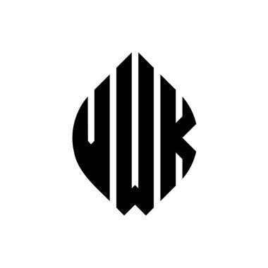 Çember ve elips şekilli VWK daire harf logosu tasarımı. Tipografik tarzda VWK elips harfleri. Üç baş harf daire şeklinde bir logo oluşturuyor. VWK Çember Amblemi Soyut Monogram Harf İşaretleyici Vektörü.