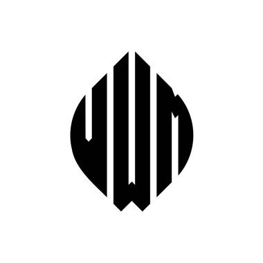 Çember ve elips şekilli VWM daire harf logosu tasarımı. Tipografik biçimli VWM elips harfleri. Üç baş harf daire şeklinde bir logo oluşturuyor. VWM Çember Amblemi Soyut Monogram Harf İşaretleyici Vektörü.