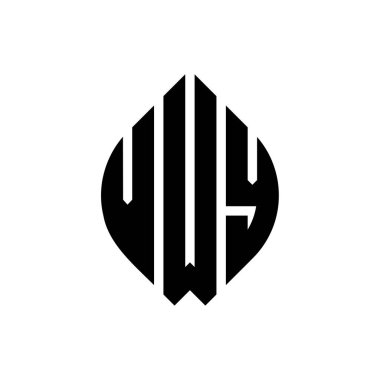 Çember ve elips şekilli VWY daire harf logosu tasarımı. Tipografik biçimli VWY elips harfleri. Üç baş harf daire şeklinde bir logo oluşturuyor. VWY Çember Amblemi Soyut Monogram Harf İşaretleyici Vektörü.
