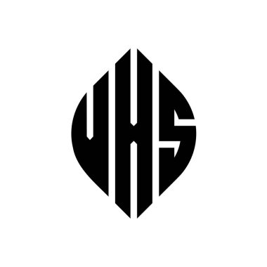 Çember ve elips şekilli VXS daire harf logosu tasarımı. Tipografik biçimli VXS elips harfleri. Üç baş harf daire şeklinde bir logo oluşturuyor. VXS Çember Amblemi Soyut Monogram Harf İşaretleyici Vektörü.