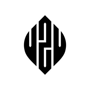 Dairesel ve elips şekilli VZV daire harf logosu tasarımı. Tipografik biçimli VZV elips harfleri. Üç baş harf daire şeklinde bir logo oluşturuyor. VZV Çember Amblemi Soyut Monogram Harf İşaretleyici Vektörü.