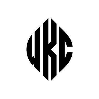 Çember ve elips şekilli WKC daire harf logosu tasarımı. Tipografik biçimli WKC elips harfleri. Üç baş harf daire şeklinde bir logo oluşturuyor. WKC Çember Amblemi Soyut Monogram Harf İşaretleyici Vektörü.