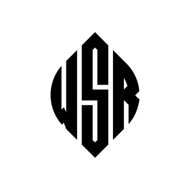 Çember ve elips şekilli WSR daire harf logosu tasarımı. Tipografik tarzda WSR elips harfleri. Üç baş harf daire şeklinde bir logo oluşturuyor. WSR Çember Amblemi Soyut Monogram Harf İşaretleyici Vektörü.
