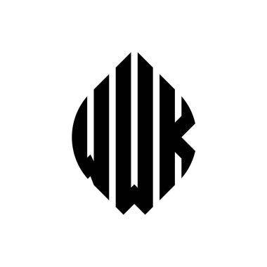 Çember ve elips şekilli WWK daire harf logosu tasarımı. Tipografik biçimli WWK elips harfleri. Üç baş harf daire şeklinde bir logo oluşturuyor. WWK Çemberi Amblemi Soyut Monogram Harf İşaretleyici Vektörü.