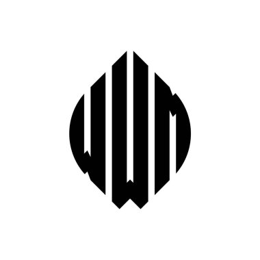 Çember ve elips şekilli WWM daire harf logosu tasarımı. Tipografik tarzda WWM elips harfleri. Üç baş harf daire şeklinde bir logo oluşturuyor. WWM Çember Amblemi Soyut Monogram Harf İşaretleyici Vektörü.