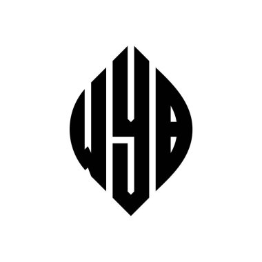 Çember ve elips şekilli WYB daire harf logosu tasarımı. WYB elips harfleri tipografik tarzda. Üç baş harf daire şeklinde bir logo oluşturuyor. WYB Çember Amblemi Soyut Monogram Harf İşaretleyici Vektörü.