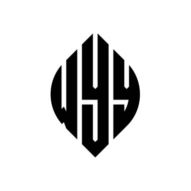 Çember ve elips şekilli WYY daire harf logosu tasarımı. WYY elips harfleri tipografik tarzda. Üç baş harf daire şeklinde bir logo oluşturuyor. WYY Çemberi Amblemi Soyut Monogram Harf İşaretleme Vektörü.