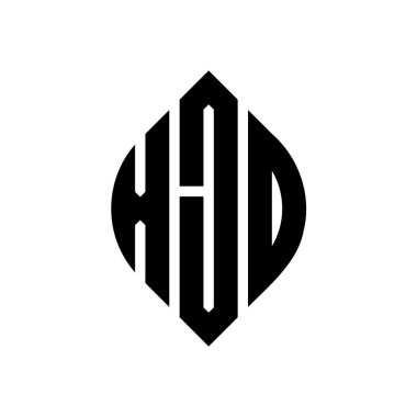 Çember ve elips şekilli XJD daire harf logosu tasarımı. Tipografik biçimli XJD elips harfleri. Üç baş harf daire şeklinde bir logo oluşturuyor. XJD Çember Amblemi Soyut Monogram Harf İşaretleyici Vektörü.
