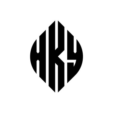 Çember ve elips şekilli XKY daire harf logosu tasarımı. Tipografik biçimli XKY elips harfleri. Üç baş harf daire şeklinde bir logo oluşturuyor. XKY Çember Amblemi Soyut Monogram Harf İşaretleyici Vektörü.