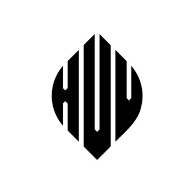 Çember ve elips şekilli XVV daire harf logosu tasarımı. Tipografik tarzda XVV elips harfleri. Üç baş harf daire şeklinde bir logo oluşturuyor. XVV Çember Amblemi Soyut Monogram Harf İşaretleyici Vektörü.