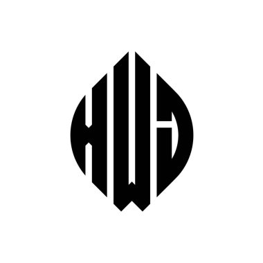 Çember ve elips şekilli XWJ daire harf logosu tasarımı. Tipografik tarzda XWJ elips harfleri. Üç baş harf daire şeklinde bir logo oluşturuyor. XWJ Çember Amblemi Soyut Monogram Harf İşareti Vector.XWJ daire harfli logo tasarımı daire ve ellip
