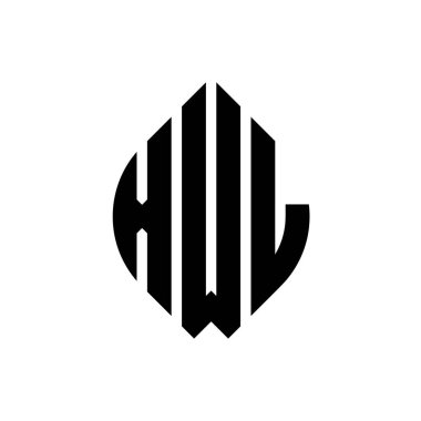 Çember ve elips şekilli XWL daire harf logosu tasarımı. Tipografik biçimli XWL elips harfleri. Üç baş harf daire şeklinde bir logo oluşturuyor. XWL Çember Amblemi Soyut Monogram Harf İşaretleyici Vektörü.