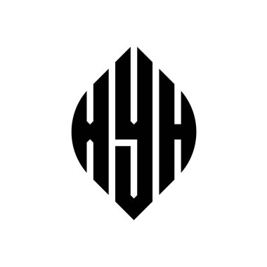 Çember ve elips şekilli XYH daire harf logosu tasarımı. Tipografik biçimli XYH elips harfleri. Üç baş harf daire şeklinde bir logo oluşturuyor. XYH Çember Amblemi Soyut Monogram Harf İşaretleme Vektörü.