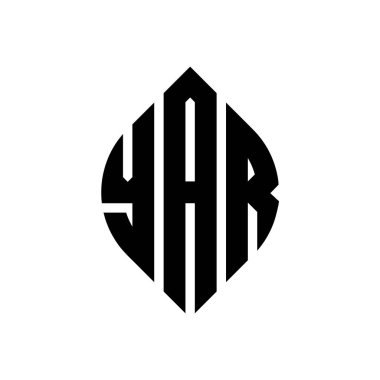Çember ve elips şekilli YAR daire harf logosu tasarımı. YAR elips harfleri tipografik tarzda. Üç baş harf daire şeklinde bir logo oluşturuyor. YAR Çemberi Amblemi Soyut Monogram Harf İşaretleme Vektörü.