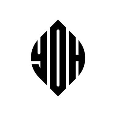 Çember ve elips şekilli YDH daire harf logosu tasarımı. YDH elips harfleri tipografik tarzda. Üç baş harf daire şeklinde bir logo oluşturuyor. YDH Çember Amblemi Soyut Monogram Harf İşaretleyici Vektörü.