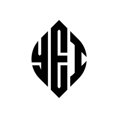 Çember ve elips şekilli daire şeklinde harf logosu tasarımı. Tipografik tarzda elips harfler. Üç baş harf daire şeklinde bir logo oluşturuyor. YEI Çember Amblemi Soyut Monogram Harf İşaretleme Vektörü.