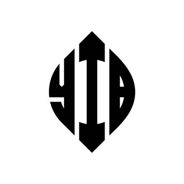 Çember ve elips şekilli YIB daire harf logosu tasarımı. YIB elips harfleri tipografik tarzda. Üç baş harf daire şeklinde bir logo oluşturuyor. YIB Çember Amblemi Soyut Monogram Harf İşaretleyici Vektörü.