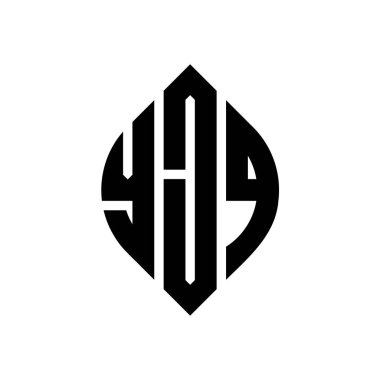 Çember ve elips şekilli YJQ daire harf logosu tasarımı. YJQ elips harfleri tipografik tarzda. Üç baş harf daire şeklinde bir logo oluşturuyor. YJQ Çember Amblemi Soyut Monogram Harf İşaretleyici Vektörü.