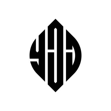 Çember ve elips şekilli YJJ daire harf logosu tasarımı. YJJ elips harfleri tipografik tarzda. Üç baş harf daire şeklinde bir logo oluşturuyor. YJJ Çember Amblemi Soyut Monogram Harf İşaretleyici Vektörü.