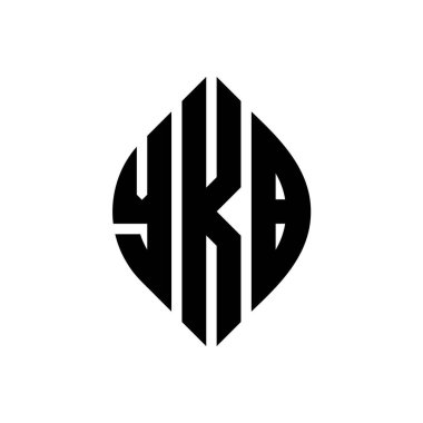 Çember ve elips şekilli YKB daire harf logosu tasarımı. Tipografik biçimli YKB elips harfleri. Üç baş harf daire şeklinde bir logo oluşturuyor. YKB Çember Amblemi Soyut Monogram Harf İşaretleme Vektörü.