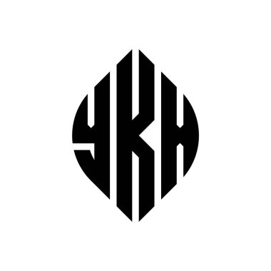 Çember ve elips şekilli YKX daire harf logosu tasarımı. Tipografik biçimli YKX elips harfleri. Üç baş harf daire şeklinde bir logo oluşturuyor. YKX Çember Amblemi Soyut Monogram Harf İşaretleyici Vektörü.