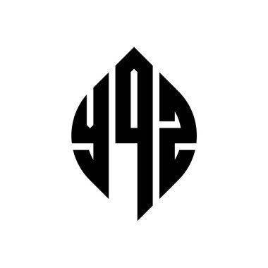 Çember ve elips şekilli YQZ daire harf logosu tasarımı. Tipografik biçimli YQZ elips harfleri. Üç baş harf daire şeklinde bir logo oluşturuyor. YQZ Çember Amblemi Soyut Monogram Harf İşaretleyici Vektörü.