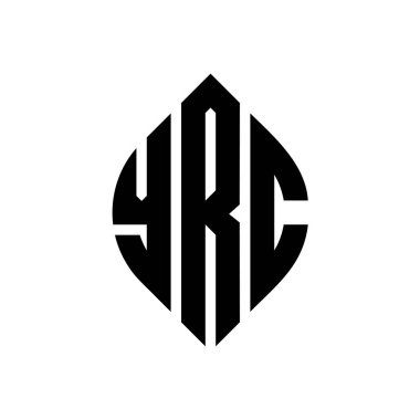 Çember ve elips şekilli YRC daire harf logosu tasarımı. YRC elips harfleri tipografik tarzda. Üç baş harf daire şeklinde bir logo oluşturuyor. YRC Çember Amblemi Soyut Monogram Harf İşaretleyici Vektörü.