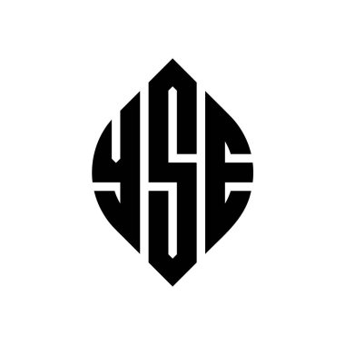 Çember ve elips şekilli YSE daire harf logosu tasarımı. YSE elips harfleri tipografik tarzda. Üç baş harf daire şeklinde bir logo oluşturuyor. YSE Çemberi Amblemi Soyut Monogram Harf İşaretleme Vektörü.