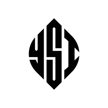 Çember ve elips şekilli YSI daire harf logosu tasarımı. Tipografik biçimli YSI elips harfleri. Üç baş harf daire şeklinde bir logo oluşturuyor. YSI Çemberi Amblemi Soyut Monogram Harf İşaretleyici Vektörü.