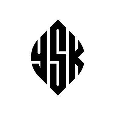 Çember ve elips şekilli YSK daire harf logosu tasarımı. Tipografik biçimli YSK elips harfleri. Üç baş harf daire şeklinde bir logo oluşturuyor. YSK Çember Amblemi Soyut Monogram Harf İşaretleyici Vektörü.