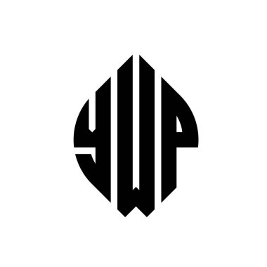 Çember ve elips şekilli YWP daire harf logosu tasarımı. YWP elips harfleri tipografik tarzda. Üç baş harf daire şeklinde bir logo oluşturuyor. YWP Çember Amblemi Soyut Monogram Harf İşaretleyici Vektörü.