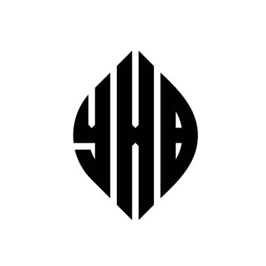 Çember ve elips şekilli YXB daire harf logosu tasarımı. Tipografik biçimli YXB elips harfleri. Üç baş harf daire şeklinde bir logo oluşturuyor. YXB Çember Amblemi Soyut Monogram Harf İşaretleyici Vektörü.